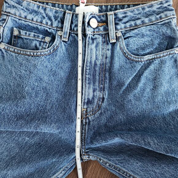 Ganni Betzy Mid Blue Stone High‎ Rise Slim Flare Crop Jean 26/32 NWT $195 - Picture 7 of 9